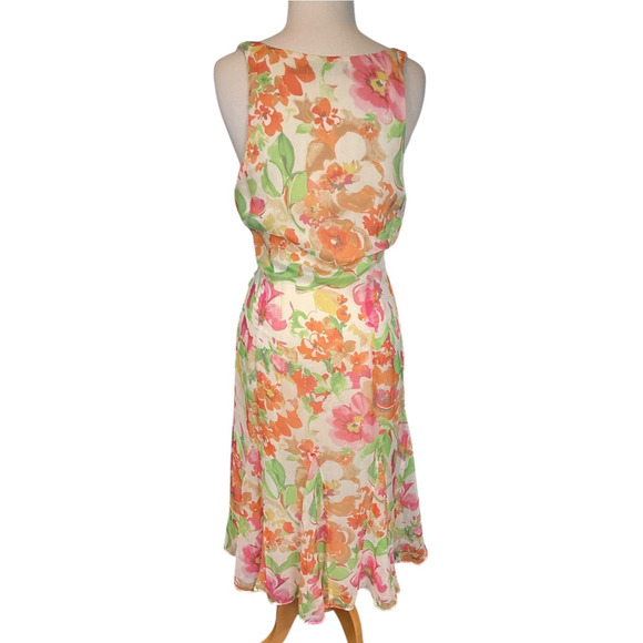 Lauren Ralph Lauren Floral Lined Sleeveless Chiffon Size12 Pastel Colors V-Neck - Picture 2 of 13